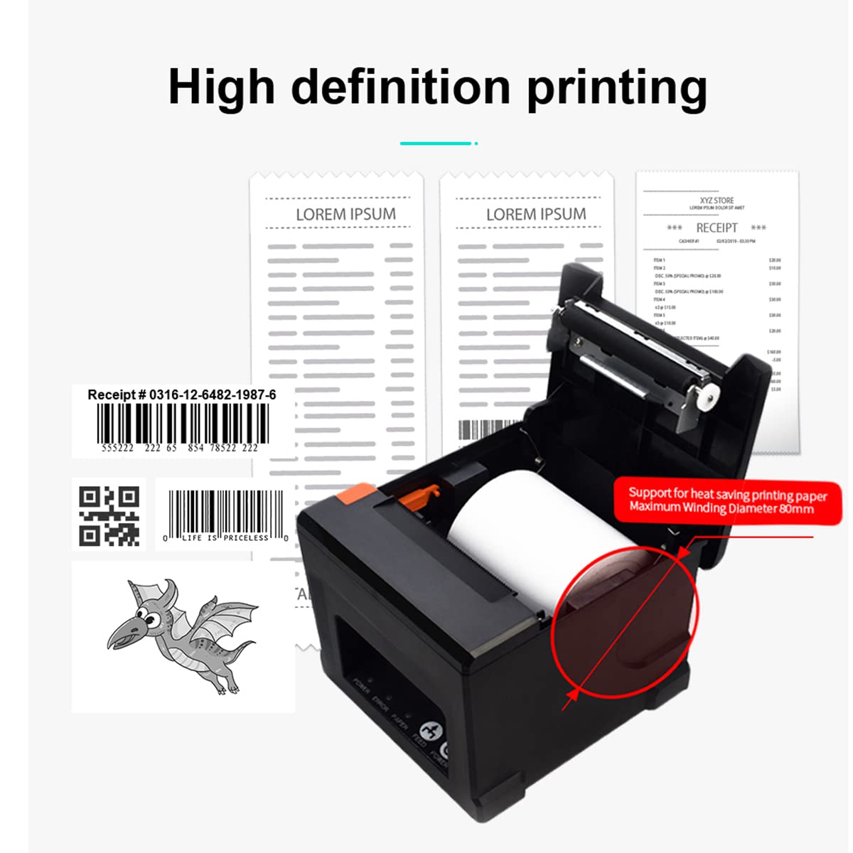 Amazon.co.jp: GZGYNADAST POSキッチンレストランプリンター、80mm 3